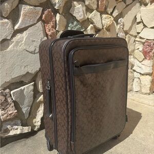 Coach Brown Monogram Travel Bag with Leather Accents